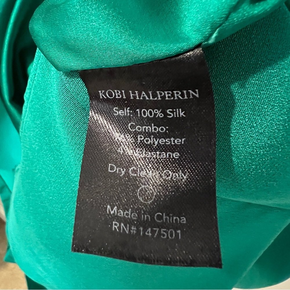 KOBI HALPERIN Green Silk Midi Dress Size 10 - Picture 6 of 8